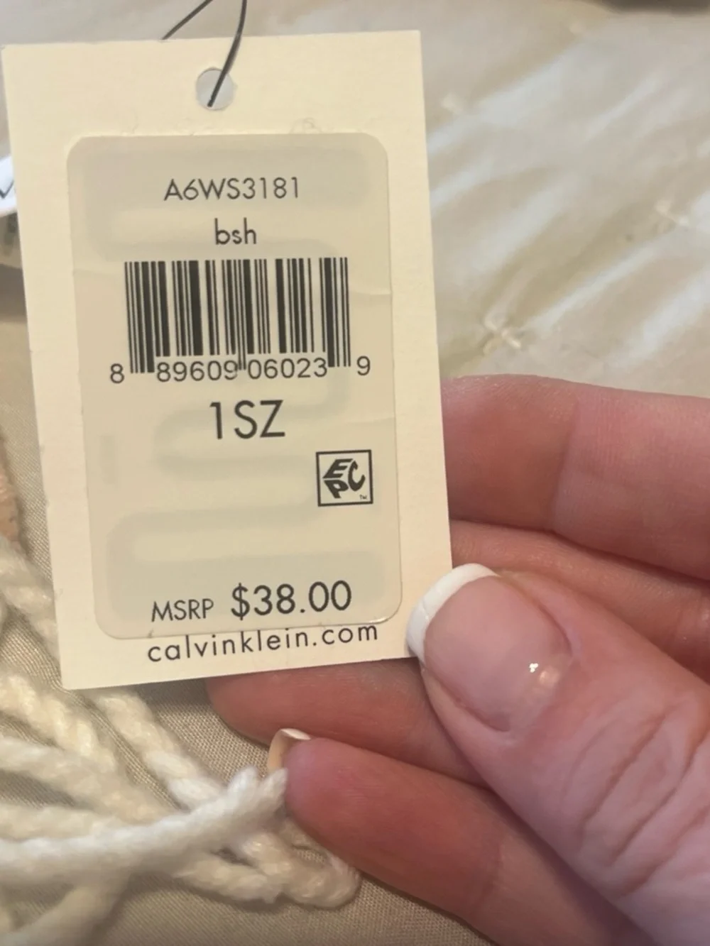 Calvin Klein Light Pink Logo Scarf with Fringe